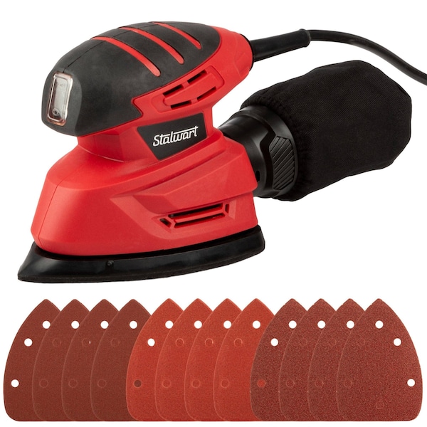 Stalwart Electric Sander Tool - 14000RPM Mouse Detail Sander with Dust Collection & 12 Sandpaper by 75-PT2021 - main